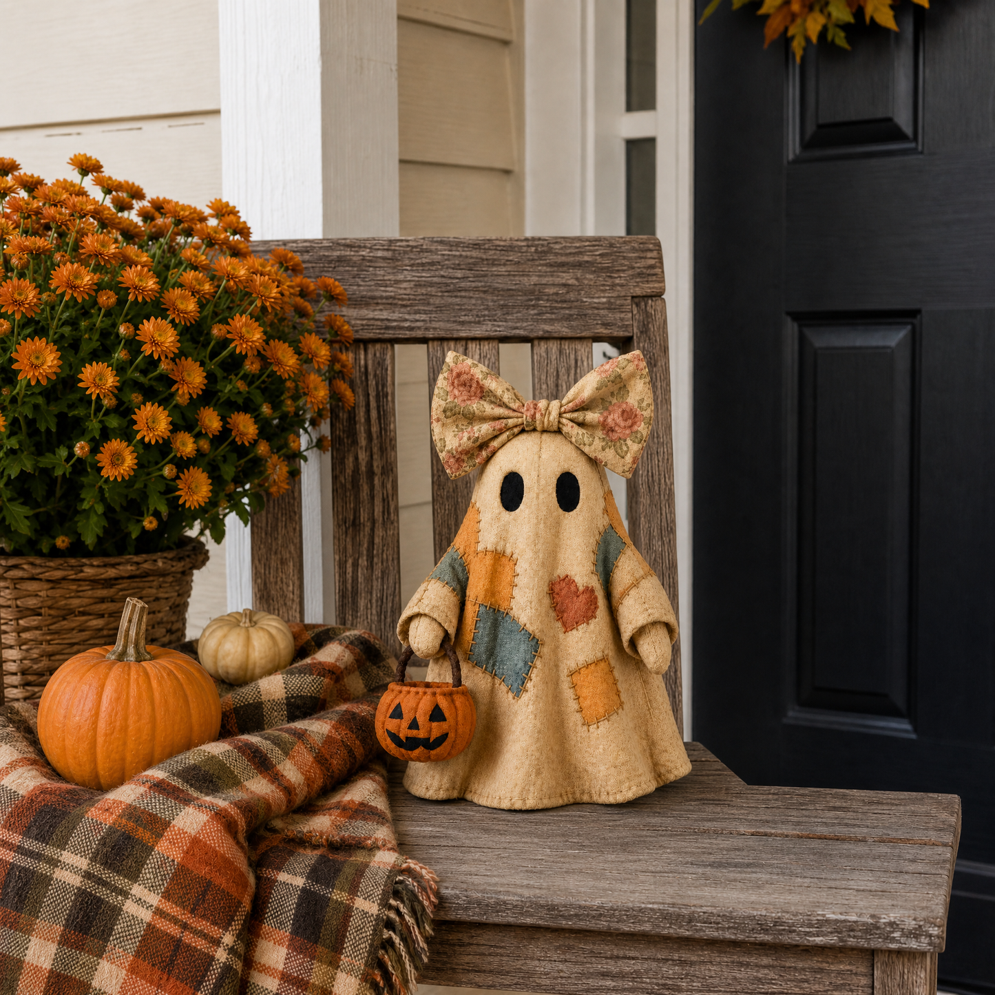 ๐ฅ 40% OFF TODAY - ๐ป๐ Vintage Patchwork Ghost Decor(โจ LED Pumpkin Lantern}
