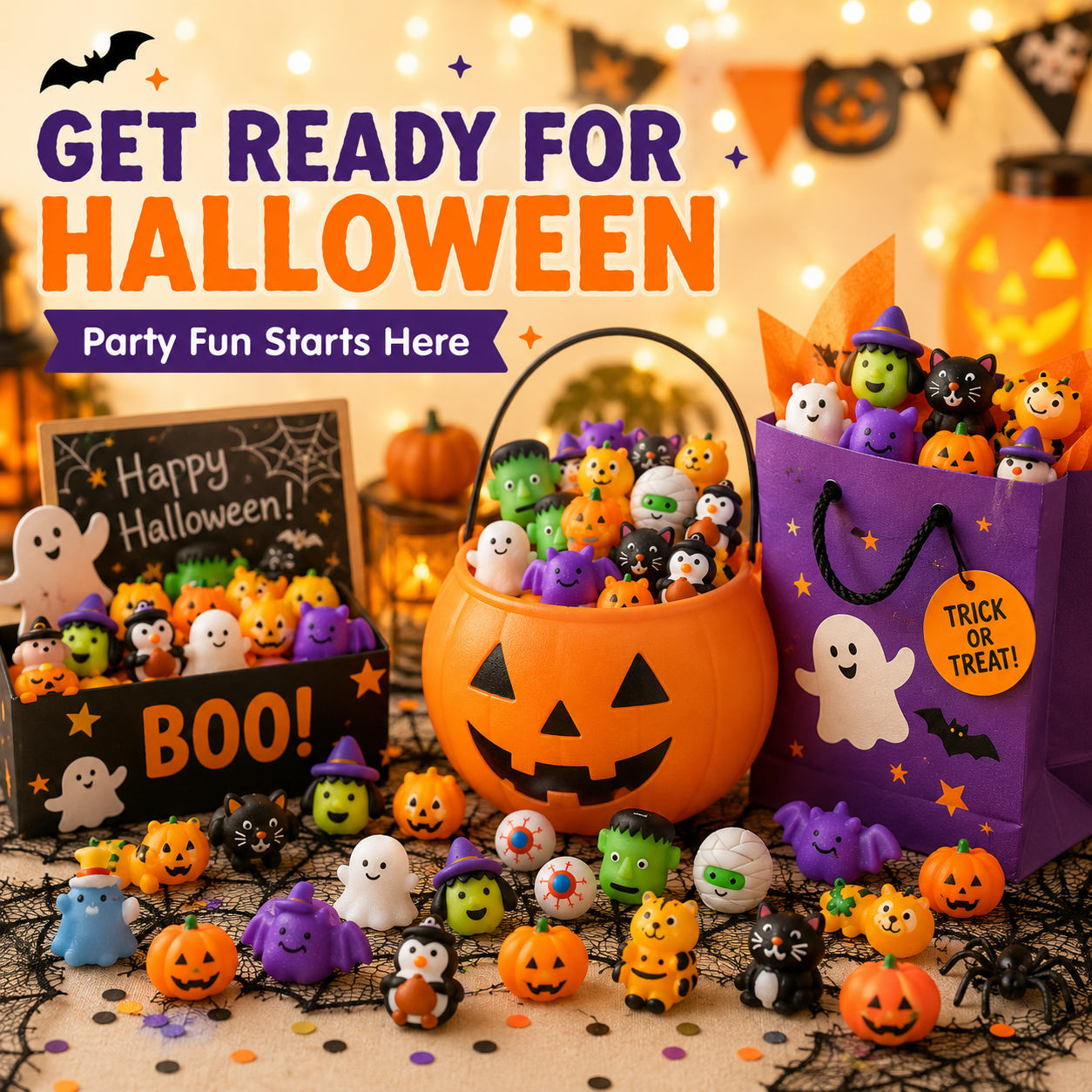 π 100PCS Halloween Mochi Squishy Toys β Cute Sensory Party Favors & Goodie Bag Fillers