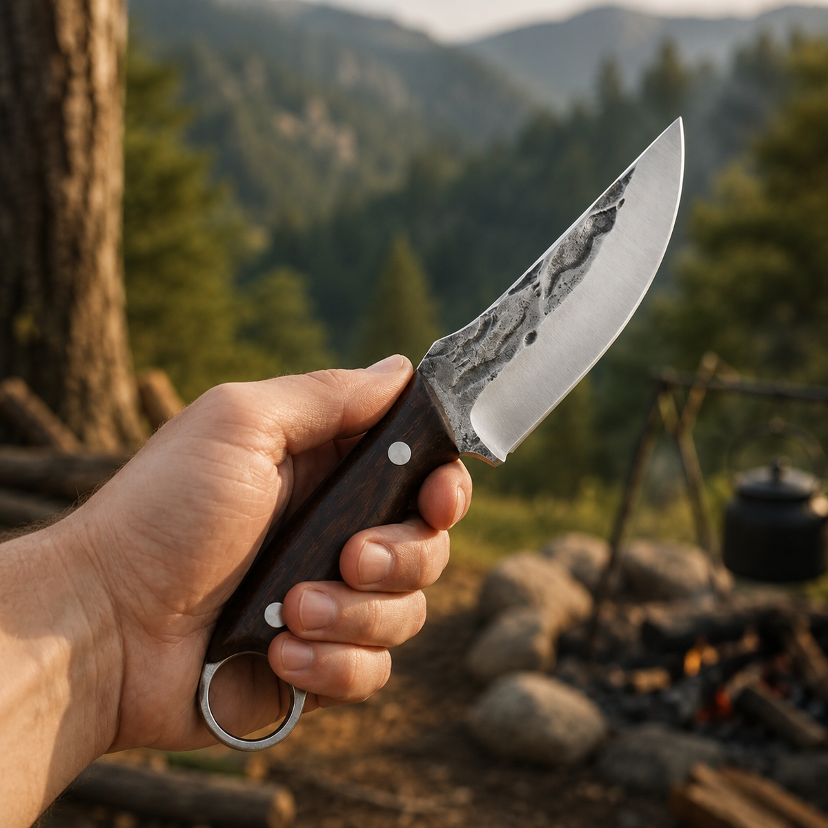 ⚡Outdoor Fixed-Blade Camping Knife with Leather Sheath