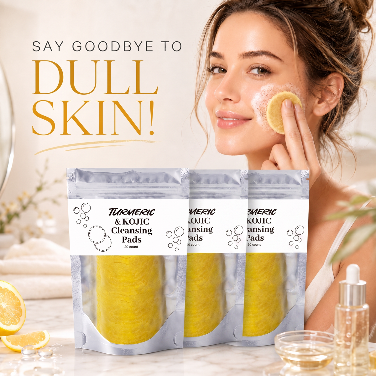 🔥 Natural Turmeric & Kojic Acid Gentle Face Cleansing Pads🔥