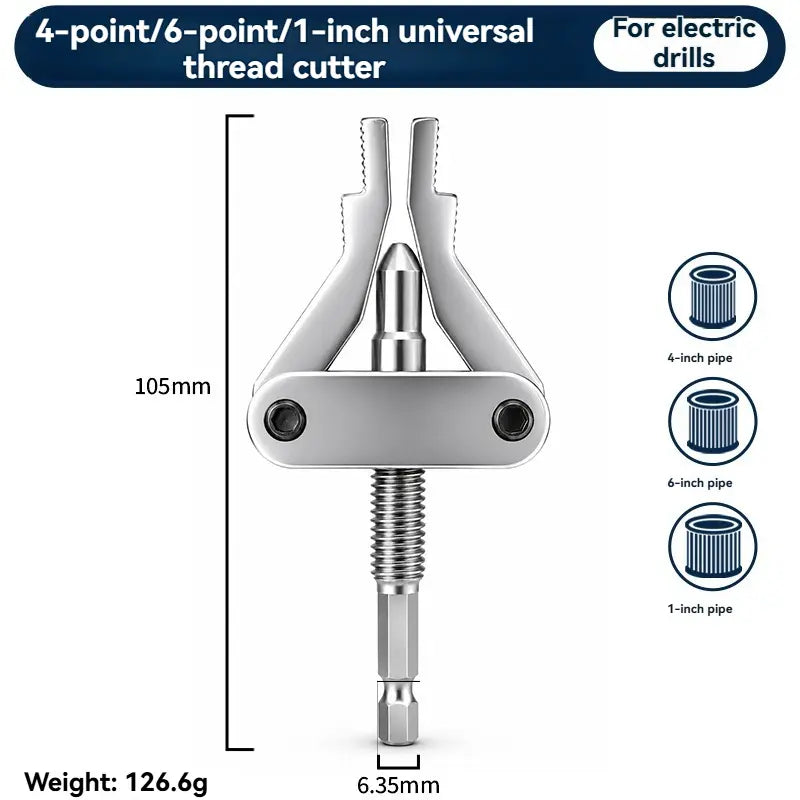 Broken Pipe Thread Extractor, Universal 1/2" 3/4" 1" Pipe Nipple Remover, Drill Powered Broken Thread Removal Tool