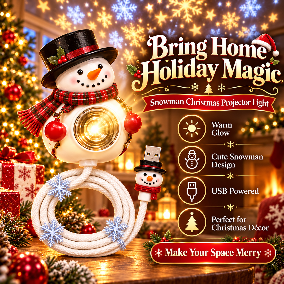 β Bring Home Holiday Magic β Snowman Christmas Projector Light With Festive Glow