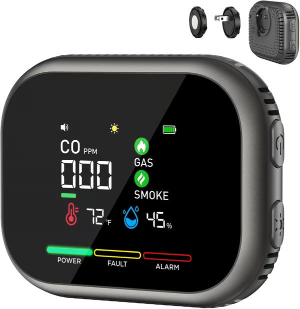 π‘οΈ Smart 6-in-1 Gas Detector β CO Smoke & Gas Leak Alarm With LCD Display