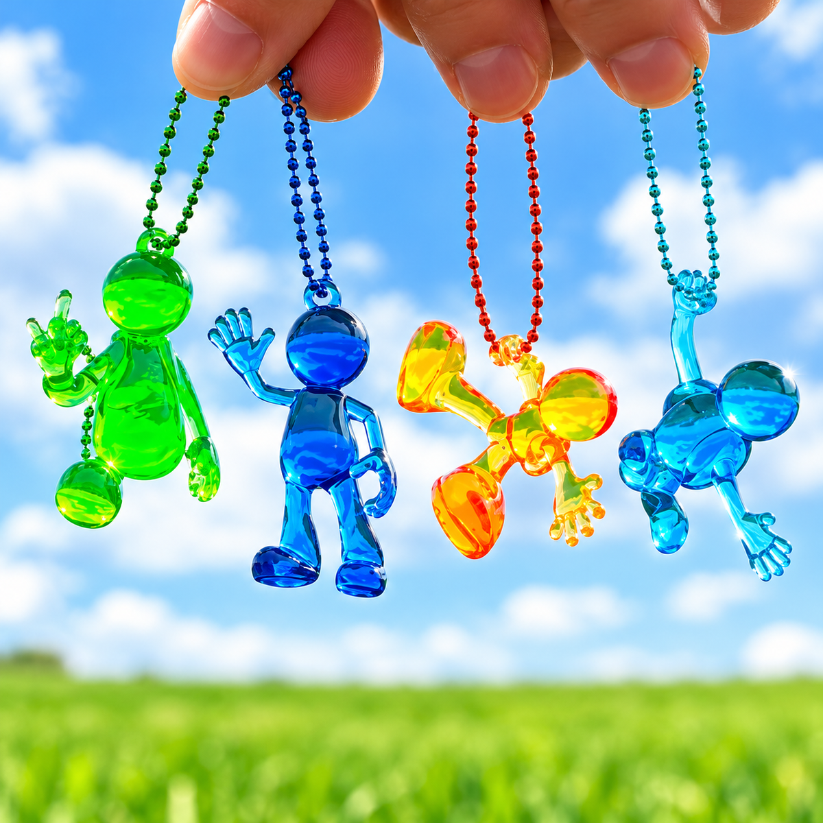 ✨ Colorful Mini Figure Keychains – Transparent Cute Character Bag Charms
