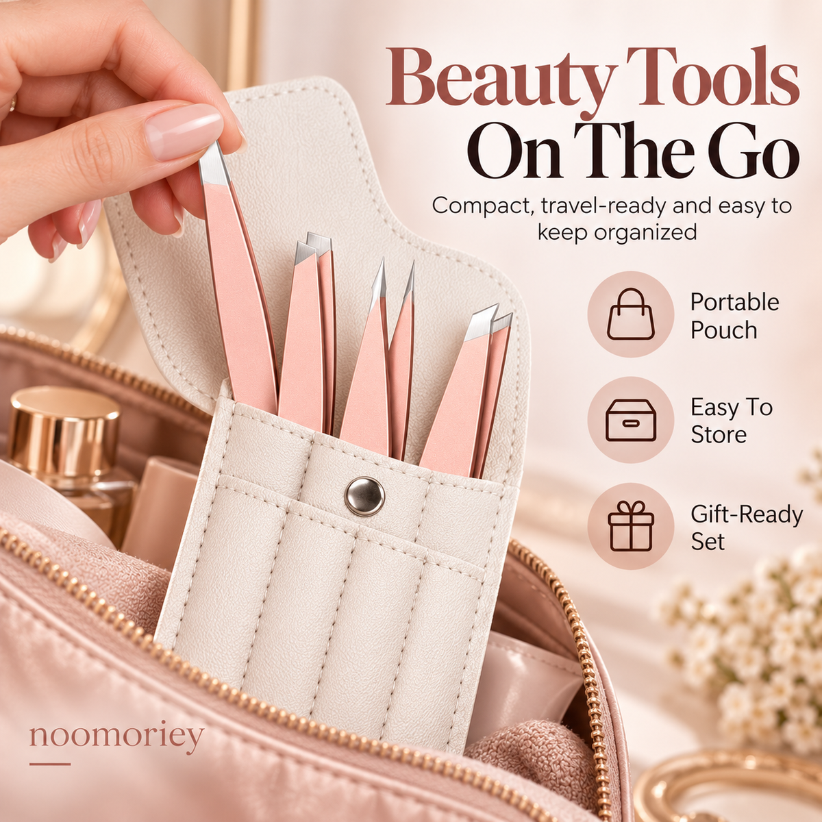 ✨4 Pack Stainless Steel Tweezers Kit – Precision Eyebrow & False Lash Application Tools