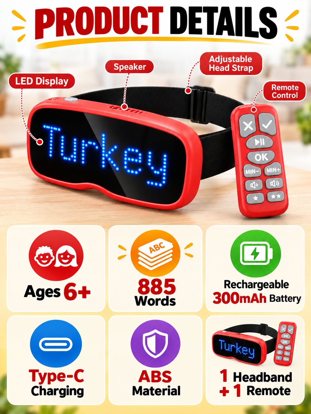 ๐ Party Fun Deal โ LED Headband Guessing Game Set ๐ก Interactive Charades Challenge for Kids & Adults at Family Game Nights โจ