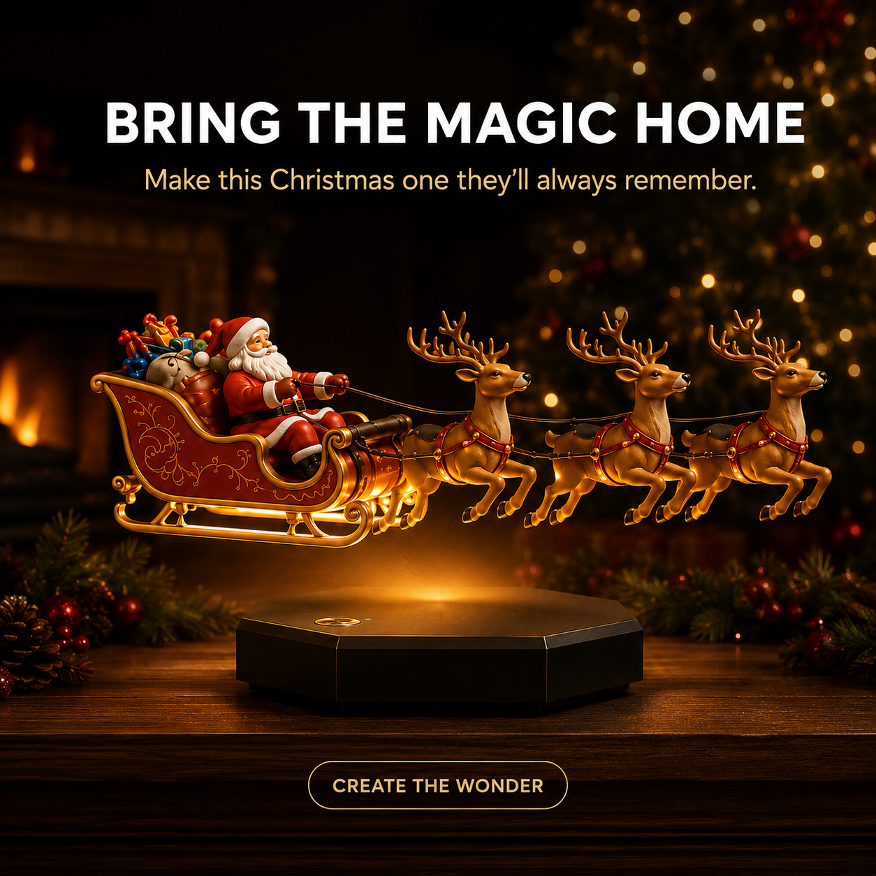 ๐๐
๐ผFloating Santa Sleigh with 4 Reindeer-Magnetic Christmas Magic