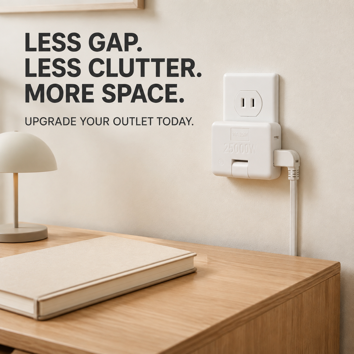 ⚡Rotating 3-Outlet Flat Plug Adapter – Save Space & Reduce Cord Bending