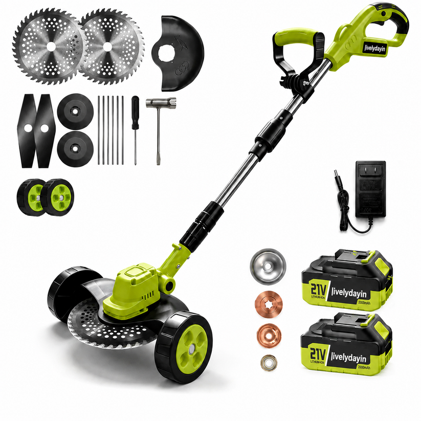 ⚡21V 3-in-1 Cordless String Trimmer, Edger & Mini Mower – 2 Batteries Included