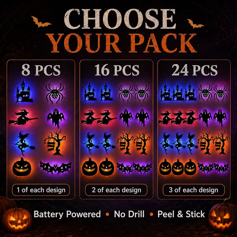πHalloween LED Silhouette Wall Light Stickers, Battery Powered Peel