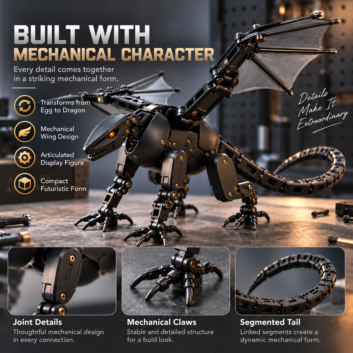 🔥 DragonMorph – Egg to Dragon Transforming Mechanical Toy