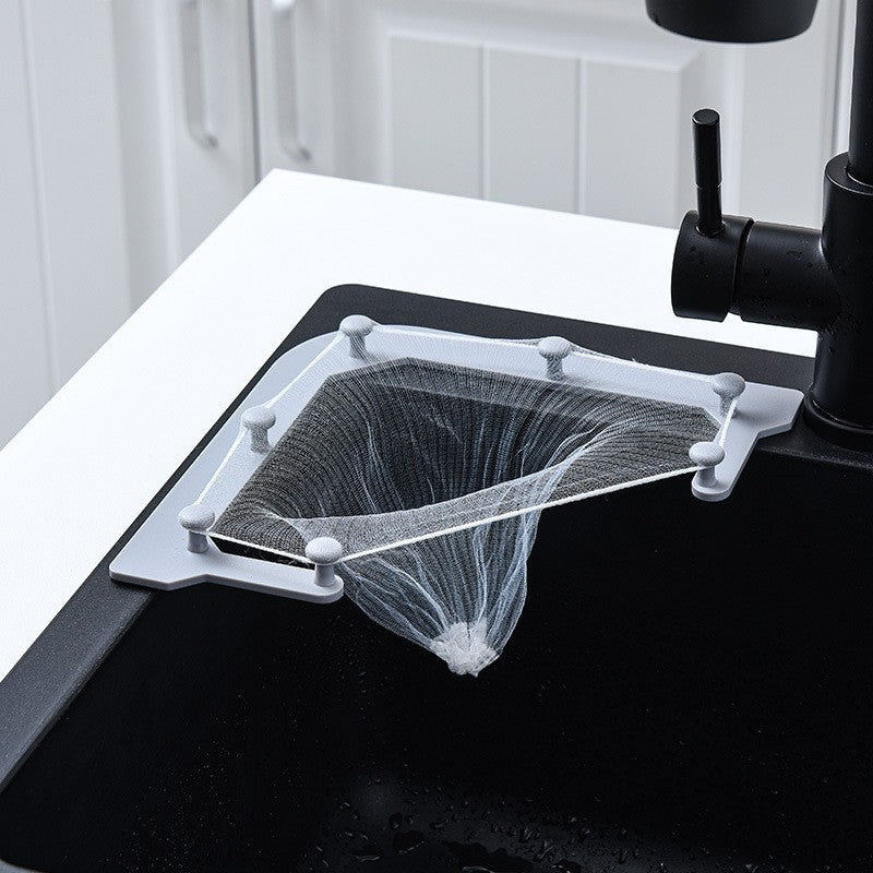 ⚡Kitchen Sink Triangle Tri-Holder Filter,Kitchen Sink Strainer, Sink Drain Strainer, with a Triangular Gray Rack and 50PCS Large Size Filtering Mesh Bags for Kitchen Leftover