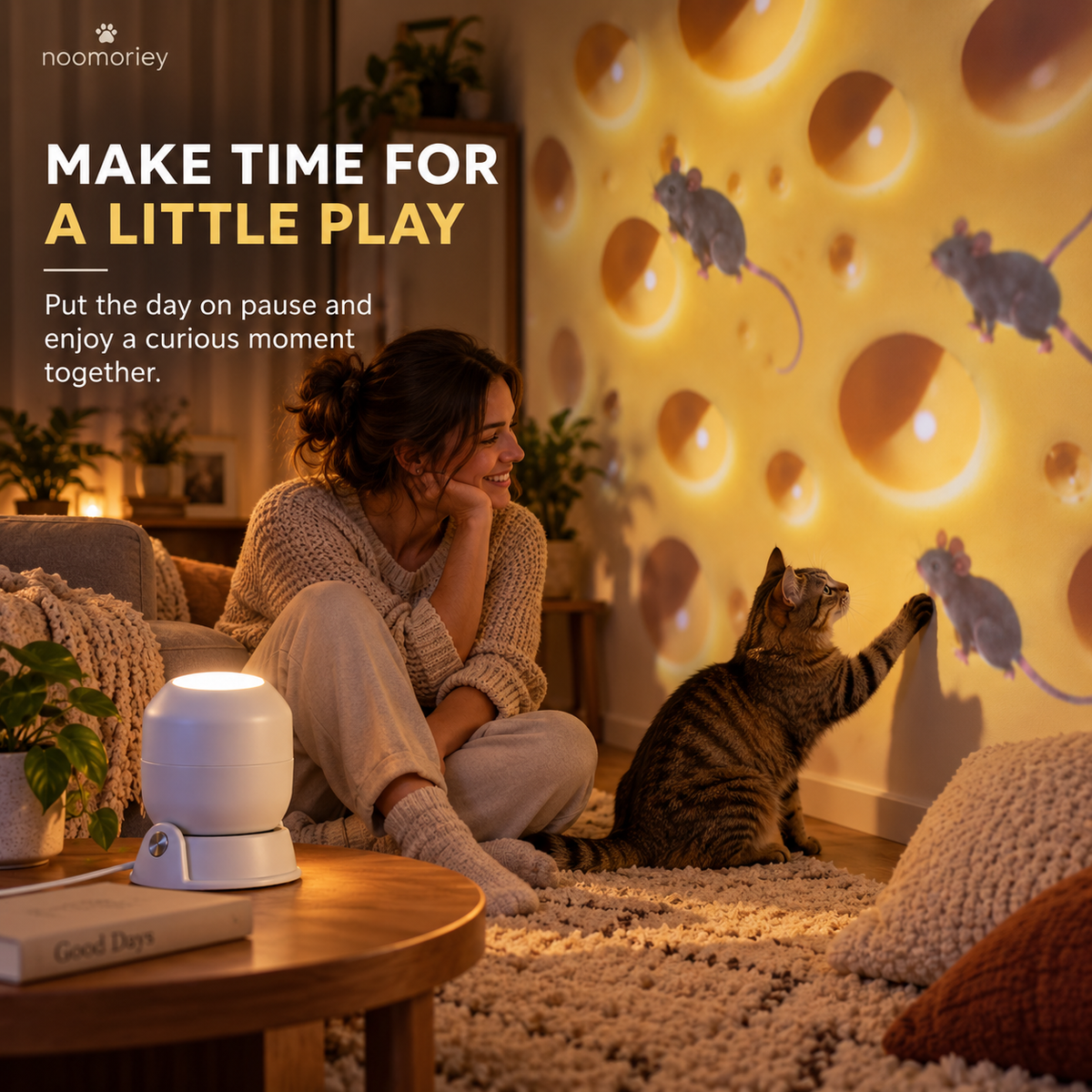 ๐ง Cheese & Mouse Cat Projector โ Indoor Fun for Curious Cats
