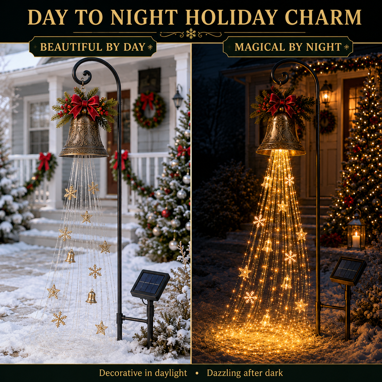 🔥Hot Sale 40% OFF🎄 Christmas Bell Cascade Solar Yard Light
