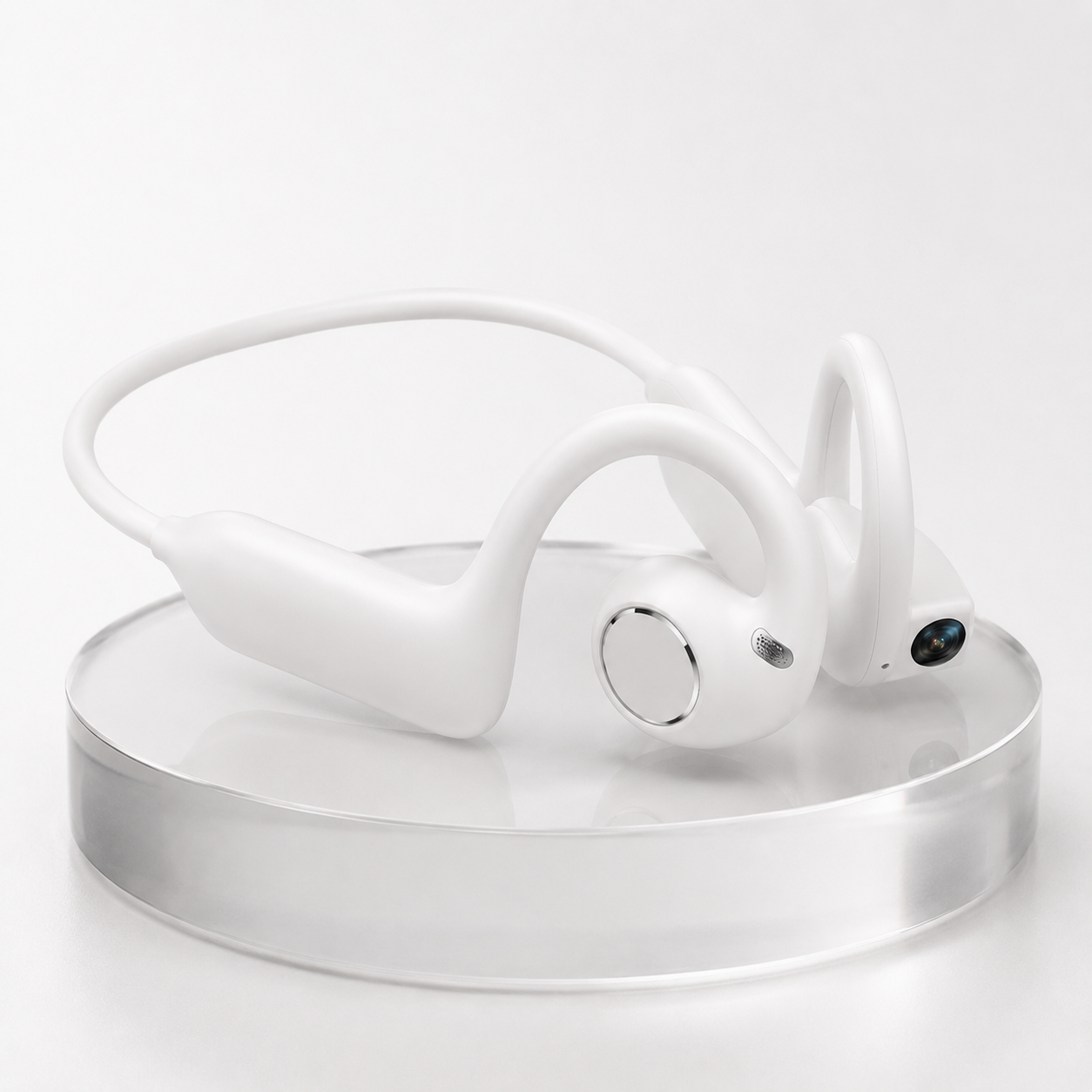 👂8MP Smart Camera Open-Ear Headset – EIS Video, AI Assistance & 12H Battery