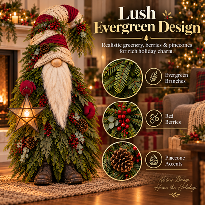 💫Evergreen Star Gnome™ Lighted Christmas Woodland Decor