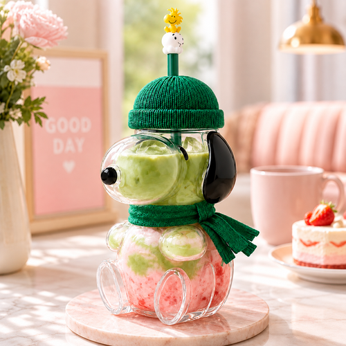 🧋 FALL FAVORITE   | Cute Character Cold Cup – 3D Glass Tumbler with Straw for Iced Coffee, Matcha & Cold Drinks