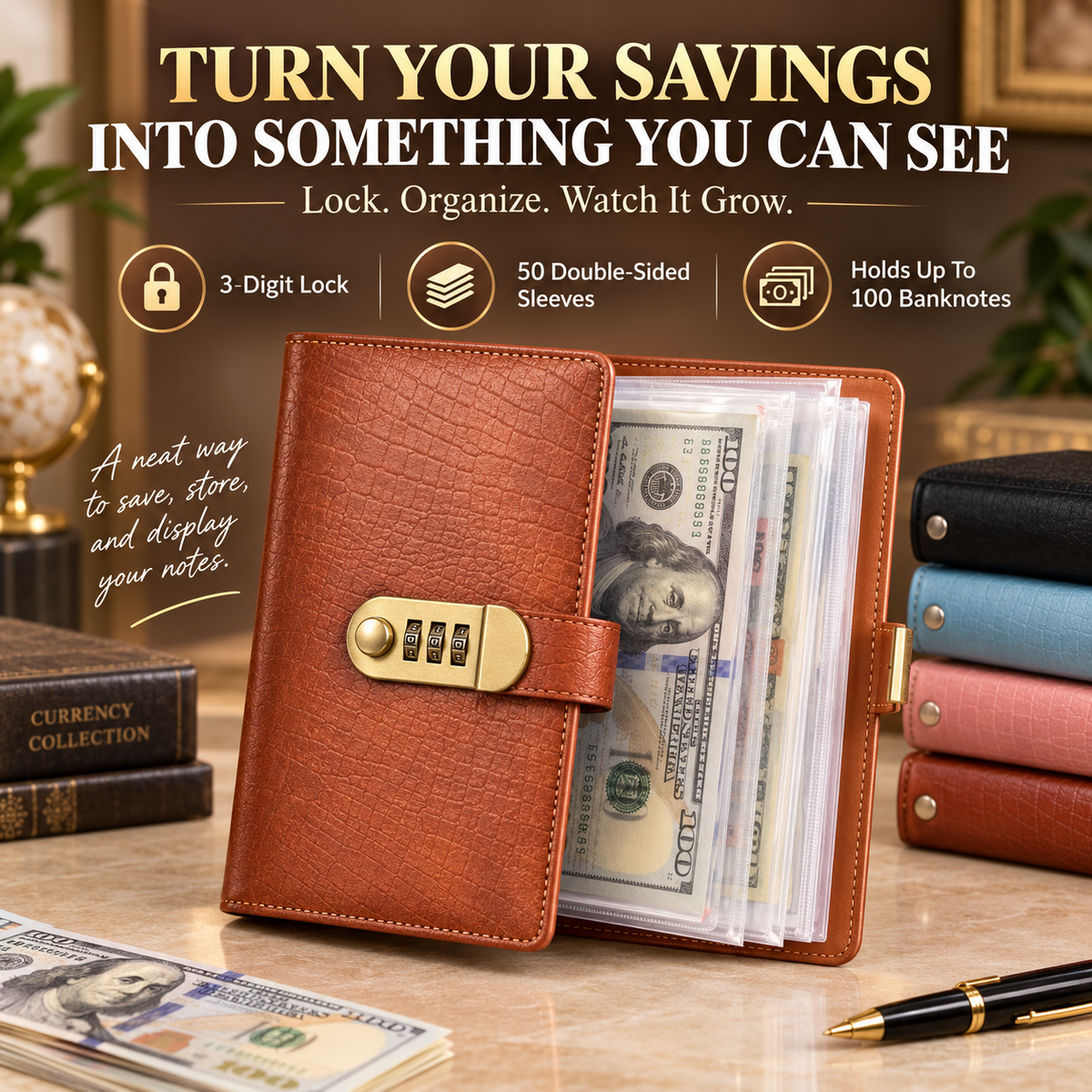 🔐🔥 Lockable A6 Savings Binder – Cash Organizer & Budget Planner