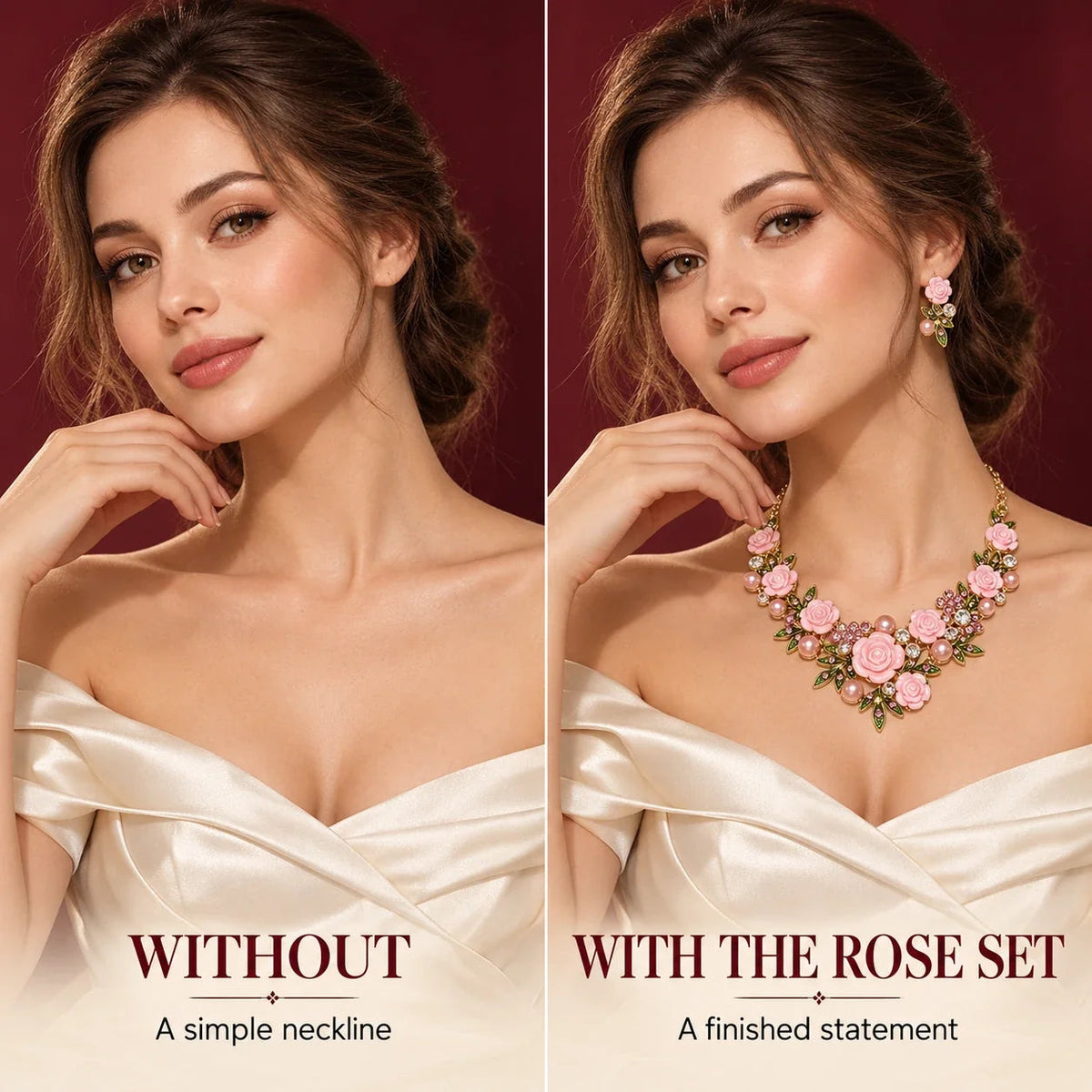 🪷Vintage Rose Garden Pearl & Crystal Jewelry Collection