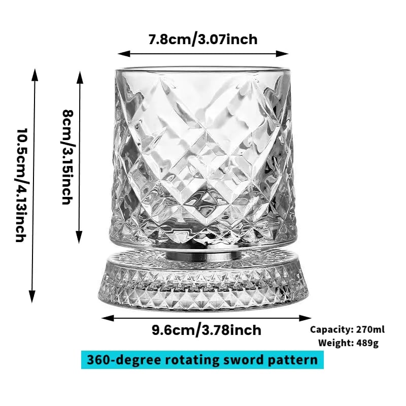 🥃 Luxurious 360° Rotating Crystal Glass — Starburst-Faceted, Stress-Relieving Whiskey & Red Wine Tumbler(300ml)