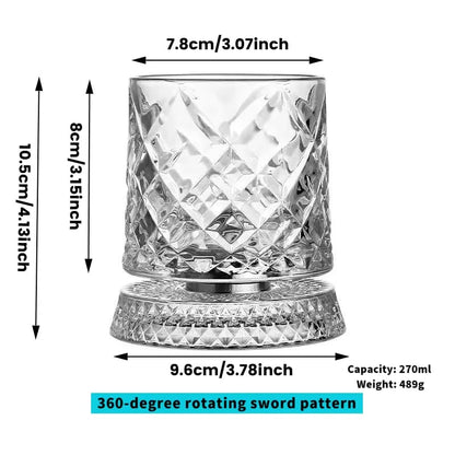 🥃 Luxurious 360° Rotating Crystal Glass — Starburst-Faceted, Stress-Relieving Whiskey & Red Wine Tumbler(300ml)