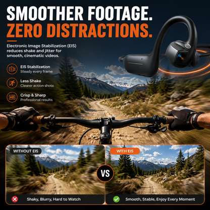 👂8MP Smart Camera Open-Ear Headset – EIS Video, AI Assistance & 12H Battery