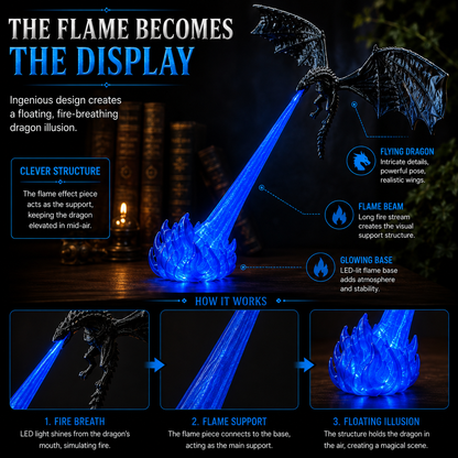 🔥🐲3D Fire-Breathing Dragon LED Display – Fantasy Bookshelf Decor with Glowing Flame