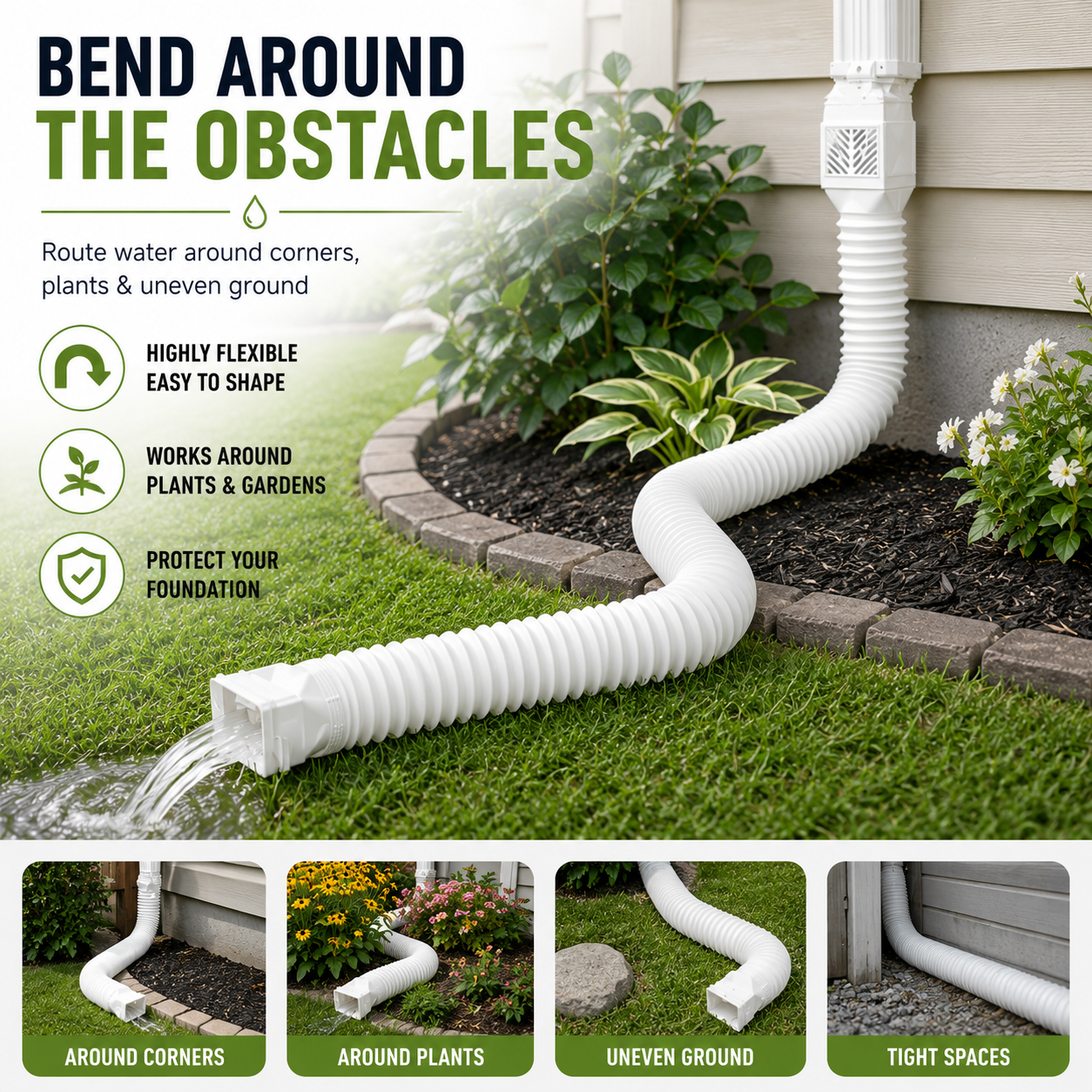 🏡 Flexible Rain Gutter Downspout Extension Kit  – Adjustable 22"-63" Drain Pipe with Leaf Filter for Foundation Protection