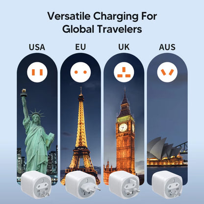 70W GaN Travel Charger – 4-in-1 Rotating US/EU/UK/AU Plug