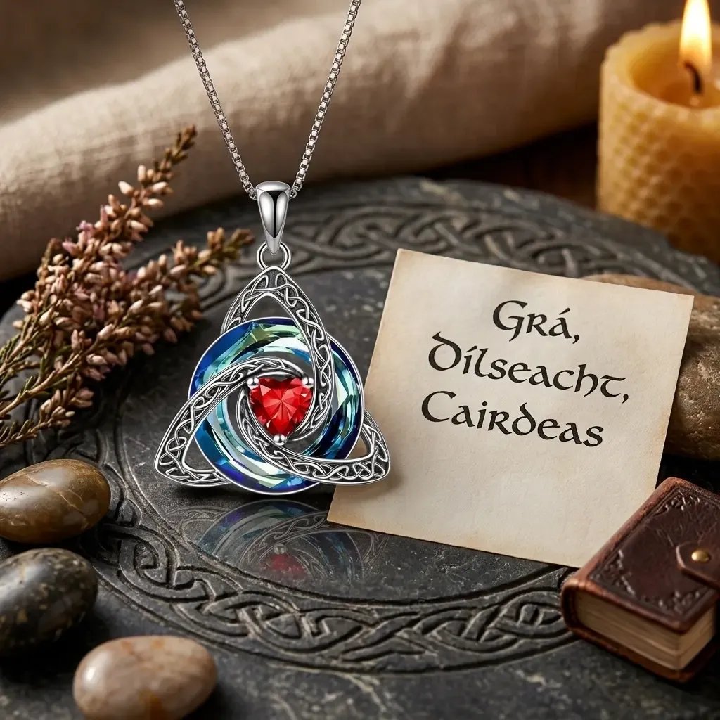 ✨❤️‍🔥 Birthstone Celtic Trinity Knot Necklace – Meaningful Irish Knot Pendant for Women, Anniversary & Birthday Gift