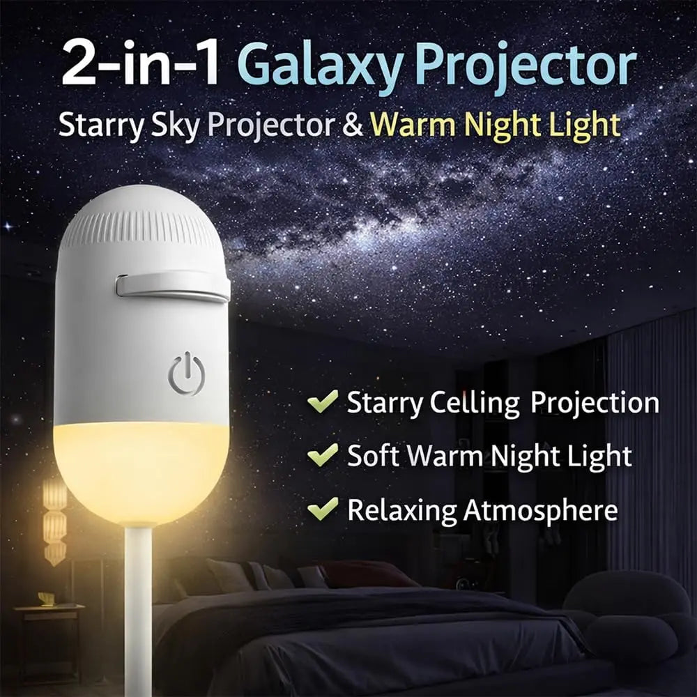 ✨🔭2-in-1 Galaxy Projector Night Light | USB Mini Star & Moon Projector for Bedroom, Adjustable Brightness, 360° Projection