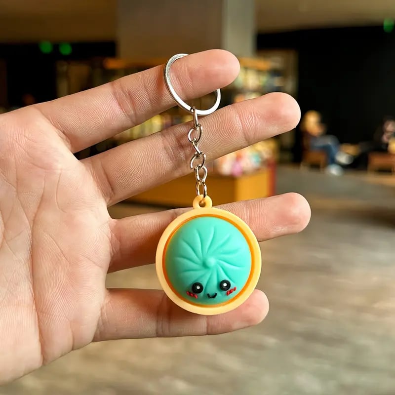 🥟Cute Dumpling Pressable Fidget Keychain-touch sensing light