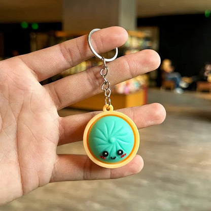 🥟Cute Dumpling Pressable Fidget Keychain-touch sensing light