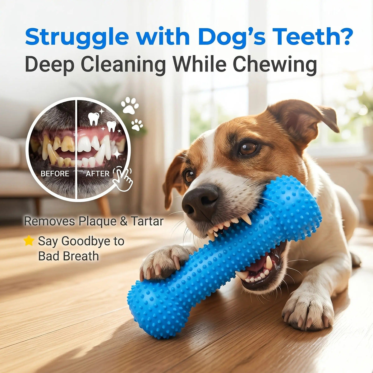 🐶 2-in-1 Dog Dental Chew Toy & Brushing Helper – Easier Daily Teeth Cleaning