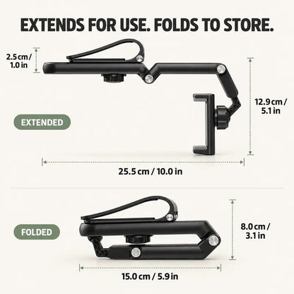 🎁Foldable Car Phone Holder for Sun Visor, Adjustable Arm with 360° Phone Rotation, Spring Clip Mount for 4–6.5 Inch Smartphones, Black,toolupgrade