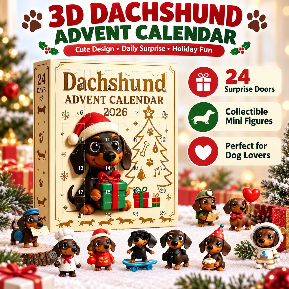 🔥🐶🎄 Dachshund Advent Calendar ✨