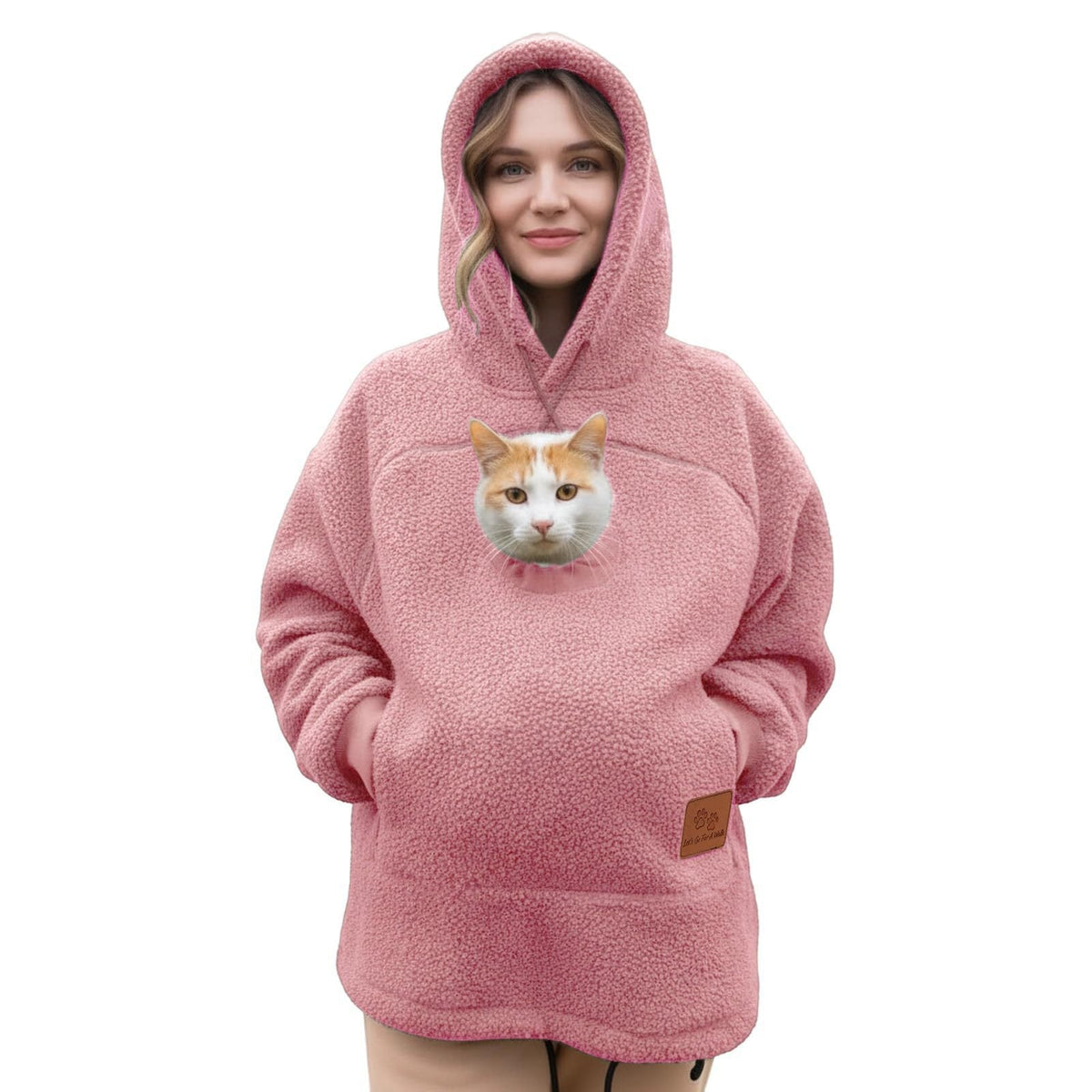 🐾 Cozy Fleece Pet Bonding Pouch Hoodie – Warm & Supportive Small Pet Carrier Clothing