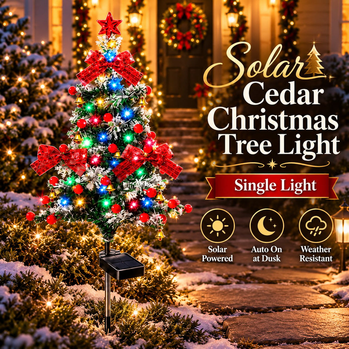 🌲51% OFF 🔥 Solar Cedar Christmas Tree Lights | Festive Outdoor Holiday Decor