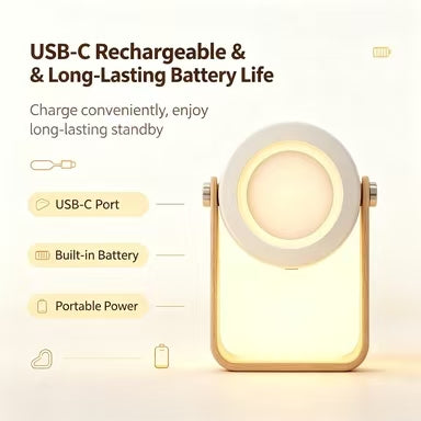 💡Portable Fold‑able Lantern Night Light | USB Rechargeable Bedside Ambient Lamp