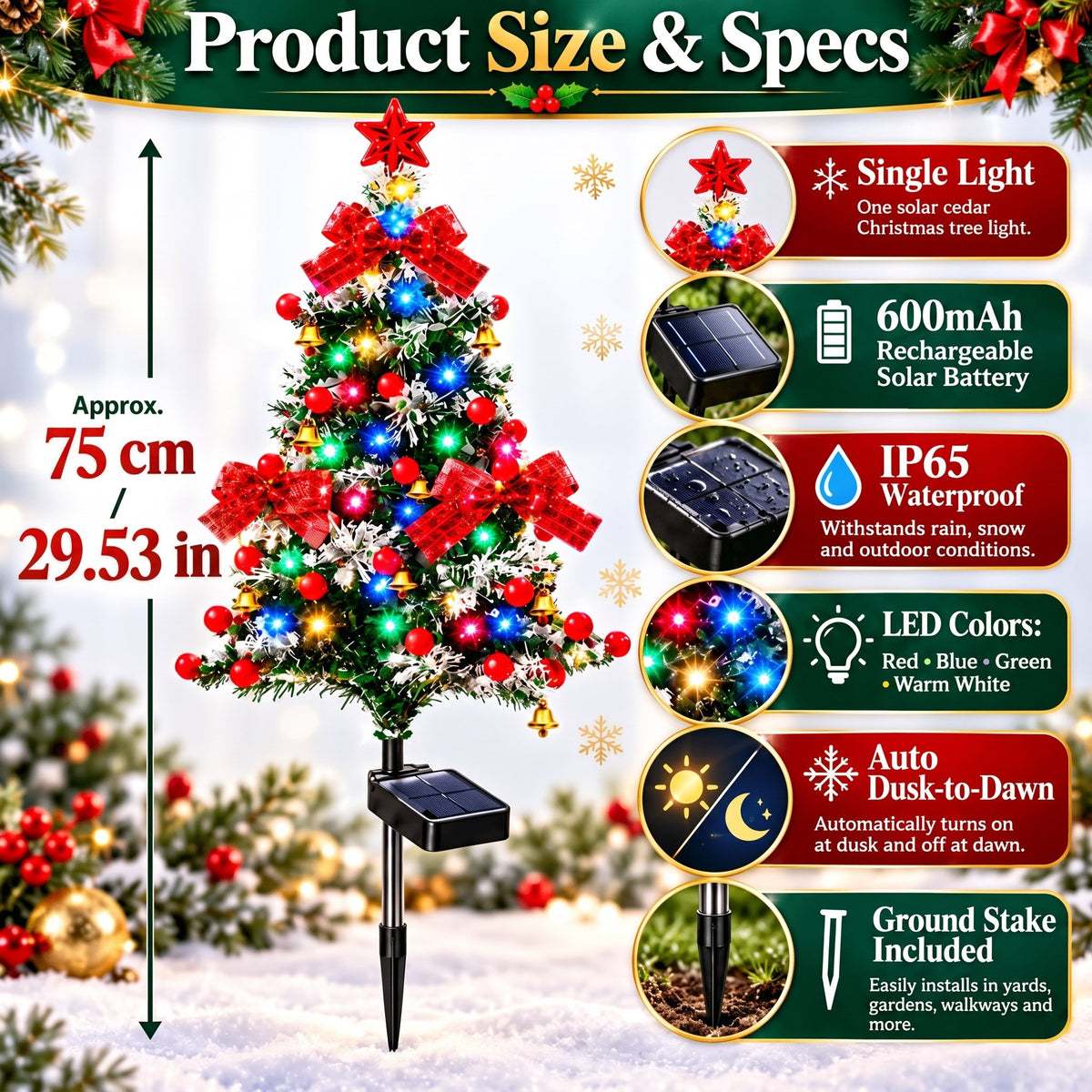 🌲51% OFF 🔥 Solar Cedar Christmas Tree Lights | Festive Outdoor Holiday Decor