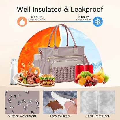 Stylish Leakproof Cooler Bag with Adjustable Strap & Side Pockets