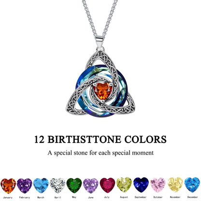 ✨❤️‍🔥 Birthstone Celtic Trinity Knot Necklace – Meaningful Irish Knot Pendant for Women, Anniversary & Birthday Gift