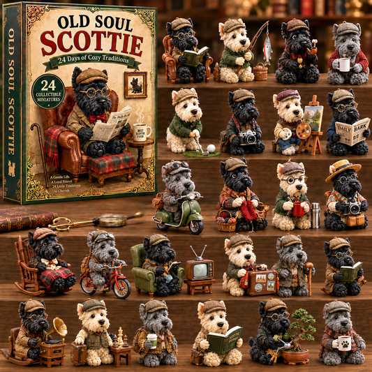 Old Soul Scottie 24-Day Advent Calendar – 24 Adorable Collectible Scottish Terrier Miniatures, Cozy Christmas Countdown Gift for Scottie Lovers & Dog Owners