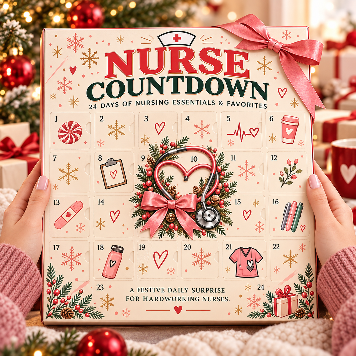 ❤️ CareHero™ 24-Day Advent Calendar – Heartfelt Holiday Countdown Gift for Nurses