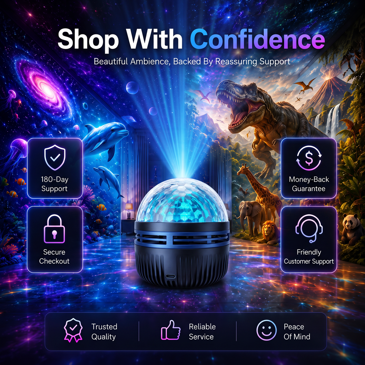 🎦360° Smart Holographic Starry Sky Projector (HD Smart Dynamic 5D)