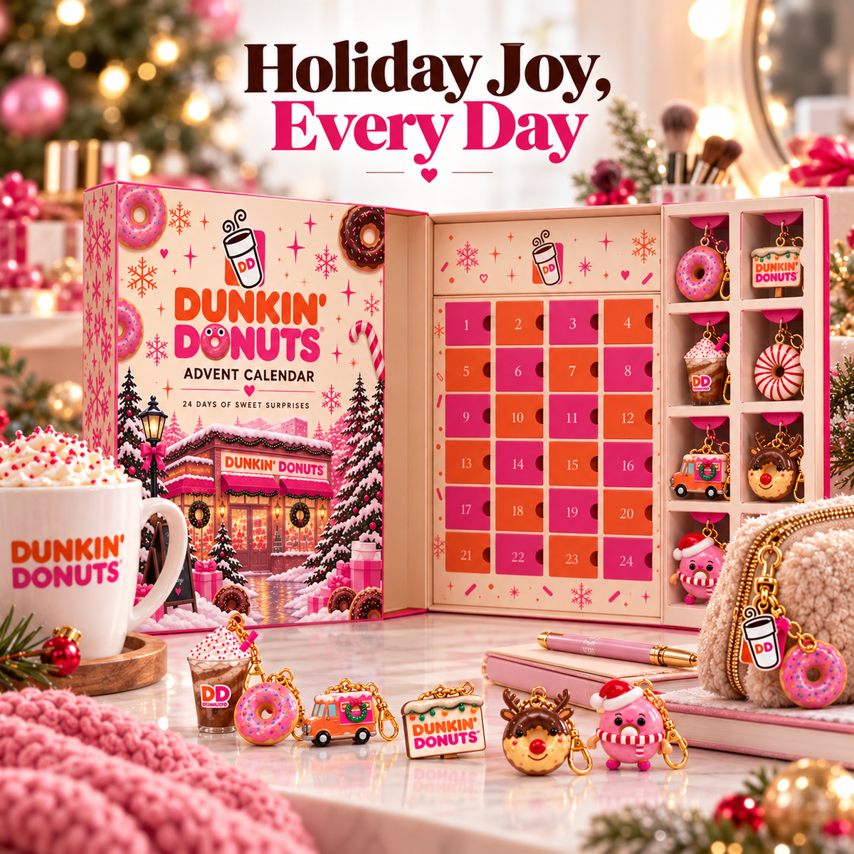 🔥Last Day 50% OFF🍩 Dunkin’ Donuts 24-Day Christmas Advent Calendar – Collectible Countdown Gift For Donut Lovers