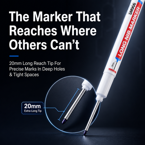 ⚡ Deep Hole Marker Pen – 20mm Long Reach Tip for Precise DIY & Woodworking Marks