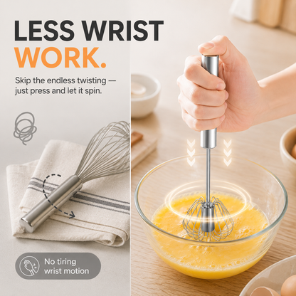 🍰 2-Pack Hand-Push Rotary Whisk – Press, Spin & Mix with Ease