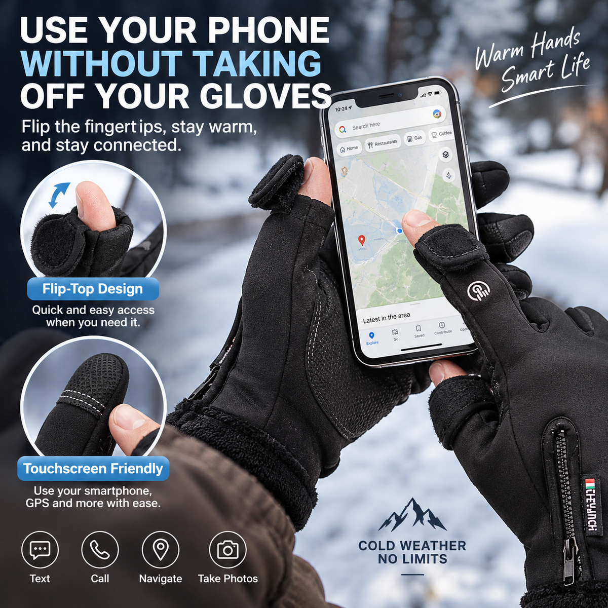 🔥Winter Flip-Top Touchscreen Gloves – Warm, Windproof & Water-Resistant