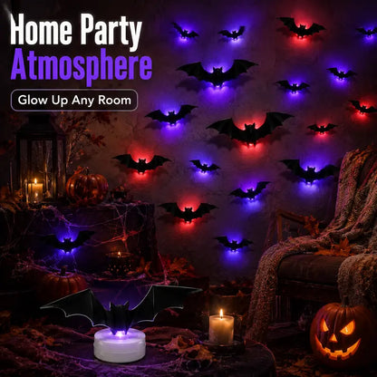 🦇3D Bat Light LED Decorations, 12pcs/36pcs Halloween Spooky Ornaments